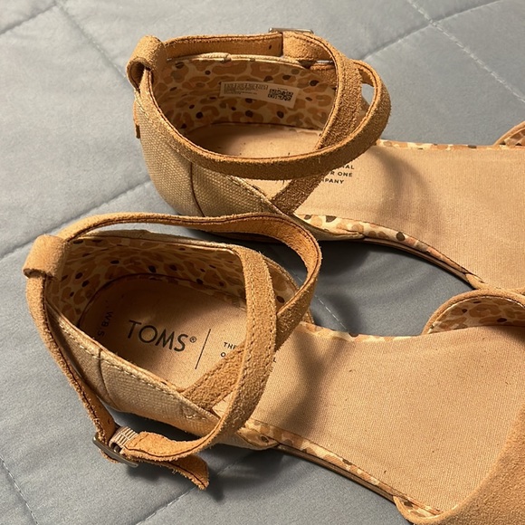 Toms Womens Julie Tan Suede D'Orsays Ankle Strap Pointed Toe Flats Shoes Used - Picture 4 of 10